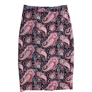 Talbots Coral Pink Paisley Pencil Skirt NWT